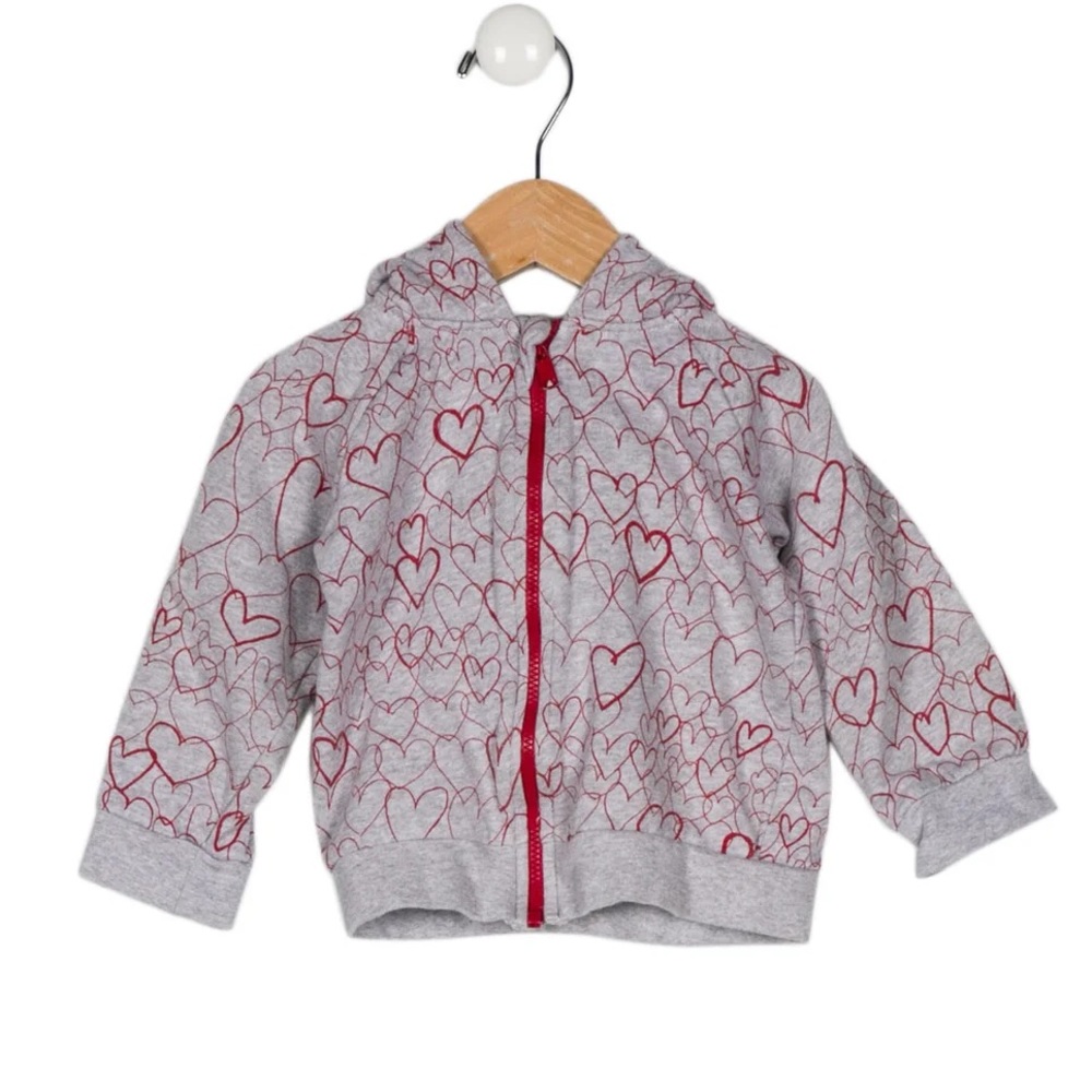 STELLA MCCARTNEY
Girls' Printed Zip-Up Jacket gray with hearts ❤️/hood
Size: 18M